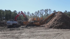 Hurricane Helene Recovery: Temporary Debris Management Site in Mcintosh County, Georgia.