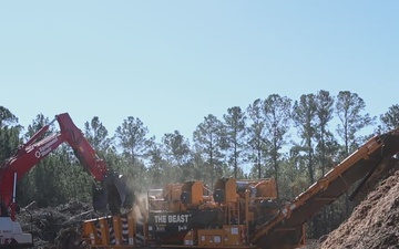 Hurricane Helene Recovery: Temporary Debris Management Site in Mcintosh County, Georgia.