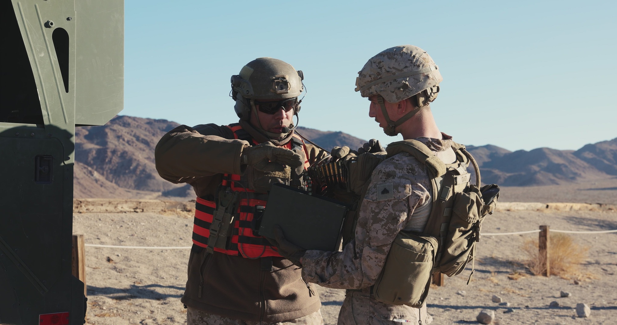 U.S. Marines with Combat Logistics Battalion 7, Combat Logistics Regiment 1, 1st Marine Logistics Group, conduct Motorized Operations Training during Integrated Training Exercise 1-25 as part of Service Level Training Exercise 1-25 at Range 113, Marine Corps Air-Ground Combat Center, Twentynine Palms, California, Jan. 15, 2025. MOT enhances the mobility, coordination, and effectiveness of Marine units operating across dispersed and austere environments, refining our ability to execute rapid, synchronized movements across a broad operational area. ITX enables units to mobilize geographically dispersed forces for potential future deployments, increase combat readiness and lethality, and exercise Marine Air-Ground Task Force command and control of battalions and squadrons across the full spectrum of warfare.