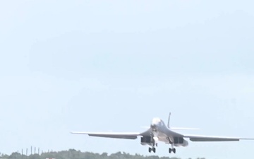 B-1B Lancers assigned to the 34th Expeditionary Bomb Squadron return from a BTF 25-1 training mission Feb. 10, 2025