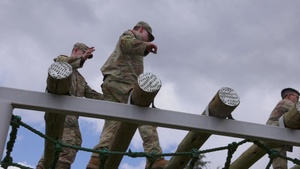 B-Roll: Multinational partners train together at obstacle course during Justified Accord