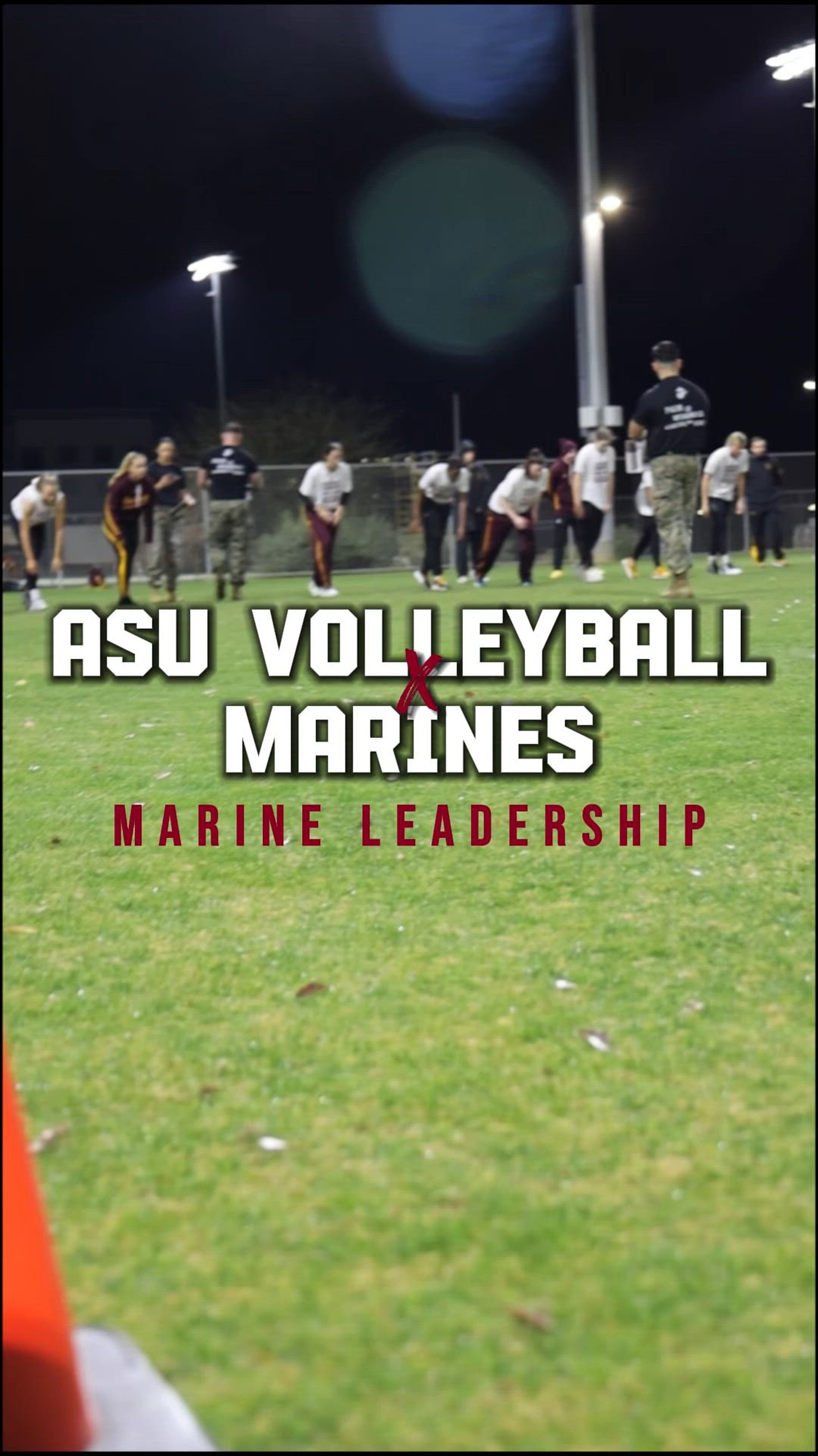 U.S. Marines with Recruiting Station Phoenix, 8th Marine Corps District, led Arizona State University volleyball-team members through a series of officer candidate style and leadership-reaction courses at the Tempe Campus, Ariz., Jan. 25, 2025. U.S. Marine Corps Capt. Daniel Juarez also gave the students a lesson on leadership, showing the parallels between team leadership and Marine Corps leadership. (U.S. Marine Corps photo by Sgt. Symira Bostic)