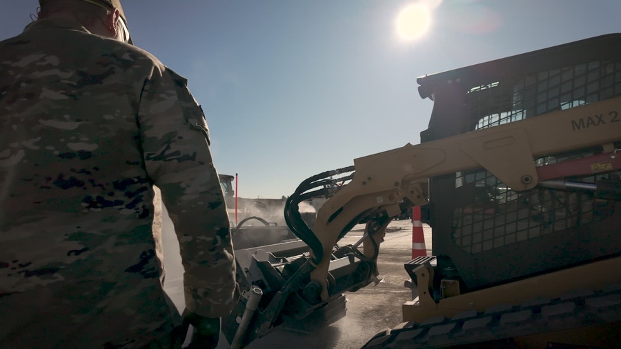A video depicting heavy equipment operations on a flightline.