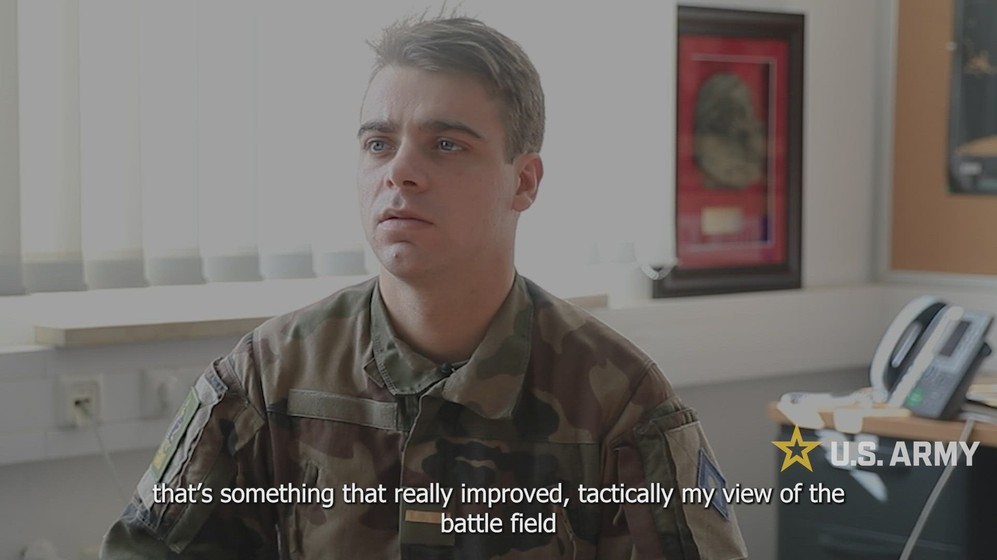 French Army Sous-lieutenant Jean-Baptiste Mainguy shares his experience training alongside U.S. Soldiers assigned to 1st Battalion, 77th Field Artillery Regiment, 41st Field Artillery Brigade as part of an officer exchange program on U.S. Army Garrison Bavaria, Grafenwoehr, Germany, Feb. 19, 2025. Formerly an intelligence sergeant, Mainguy gained insight into the critical roles of both artillery and intelligence officers while completing his time in the exchange program. (U.S. Army video by Pfc. Sar Paw)