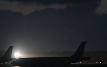 34th Expeditionary Bomb Squadron B-1B Lancers return to Andersen AFB after completing hot pit refueling mission in support of BTF 25-1