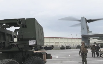 U.S. Marines resupply HIMARS via MV-22B Osprey