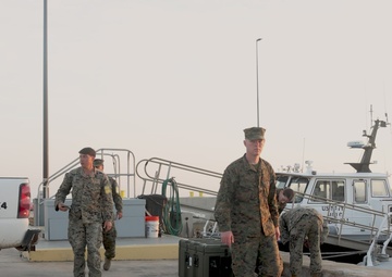 U.S. Marines with MWSS-272 prepare to leave port in the Bahamas