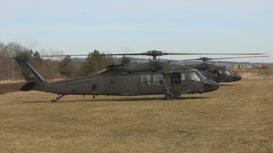 12th Combat Aviation Brigade Soldiers conduct aerial gunnery training in UH-60 Black Hawks