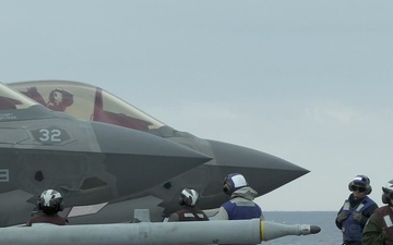 31st MEU | VMFA-242 F-35B Lightning II departs USS America (LHA 6)