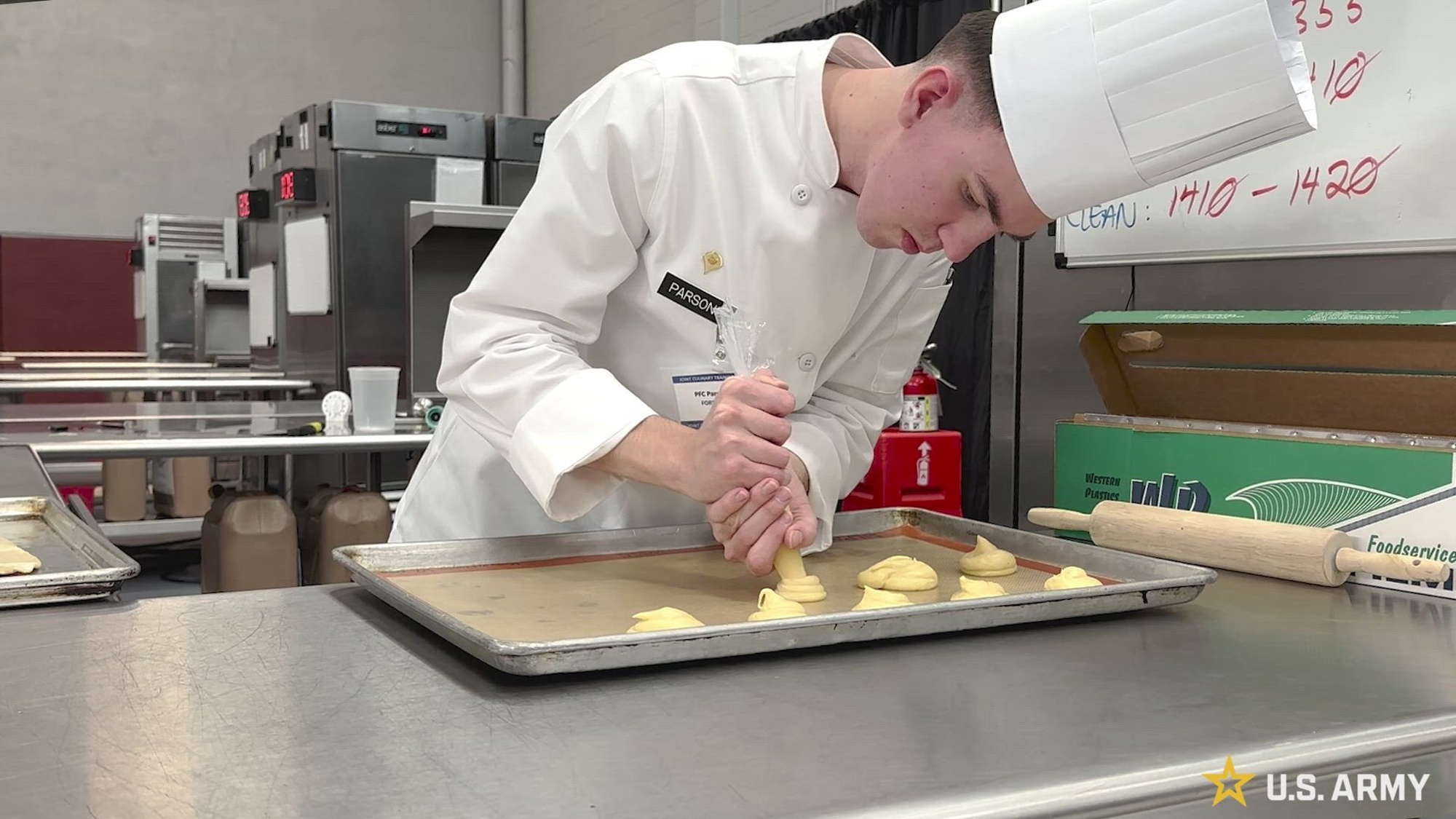 Soldiers assigned to 3rd Infantry Division, compete at the 49th Joint Culinary Training Exercise at Fort Gregg-Adams, VA, Feb. 28 - March 9, 2025. The Army is committed to modernizing our food program and meeting Soldiers where they are in today’s world, providing food options that are convenient, healthy, accessible and affordable. (U.S. Army video by Spc. Trey Woodard)