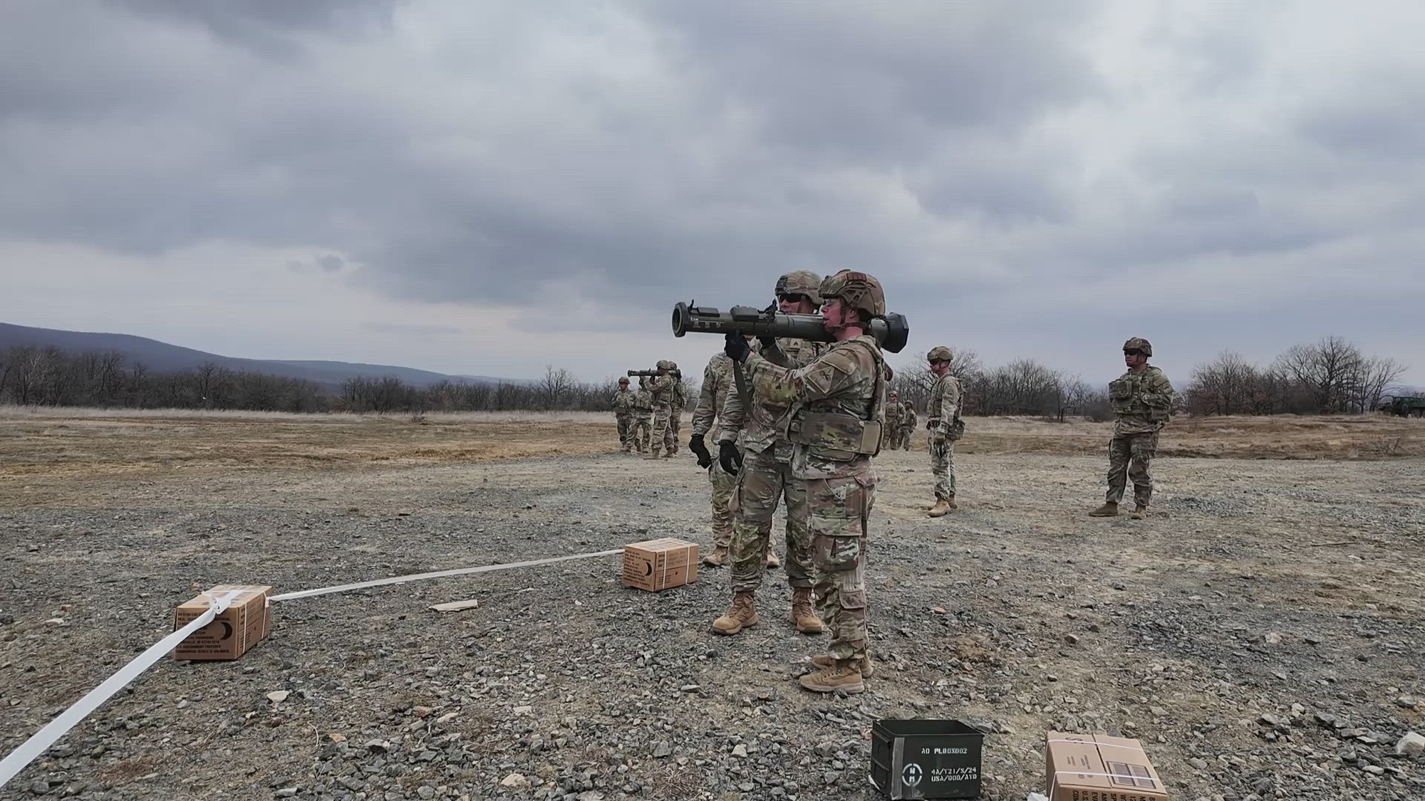 U.S. Soldiers, assigned to 4th Battalion, 6th Infantry Regiment, 3rd Armored Brigade Combat Team, 1st Armored Division, conduct an AT4 Range at Novo Selo Training Area, Bulgaria, March 12, 2025. 1st Armored Division, a rotational force supporting V Corps, conducted this AT4 range in the European Theatre to maintain readiness and instill fundamental Soldier skills that are vital in maintaining lethality. (U.S. Army video by Spc. Kyle Kimble)<br /><br />Shot List: <br /><br />(00:04:23-00:12:16) 1st Lt. range walks to the AT4<br />(00:12:17-00:17:06) 1st Lt. fires 9mm round<br />(00:17:07-00:21:19)