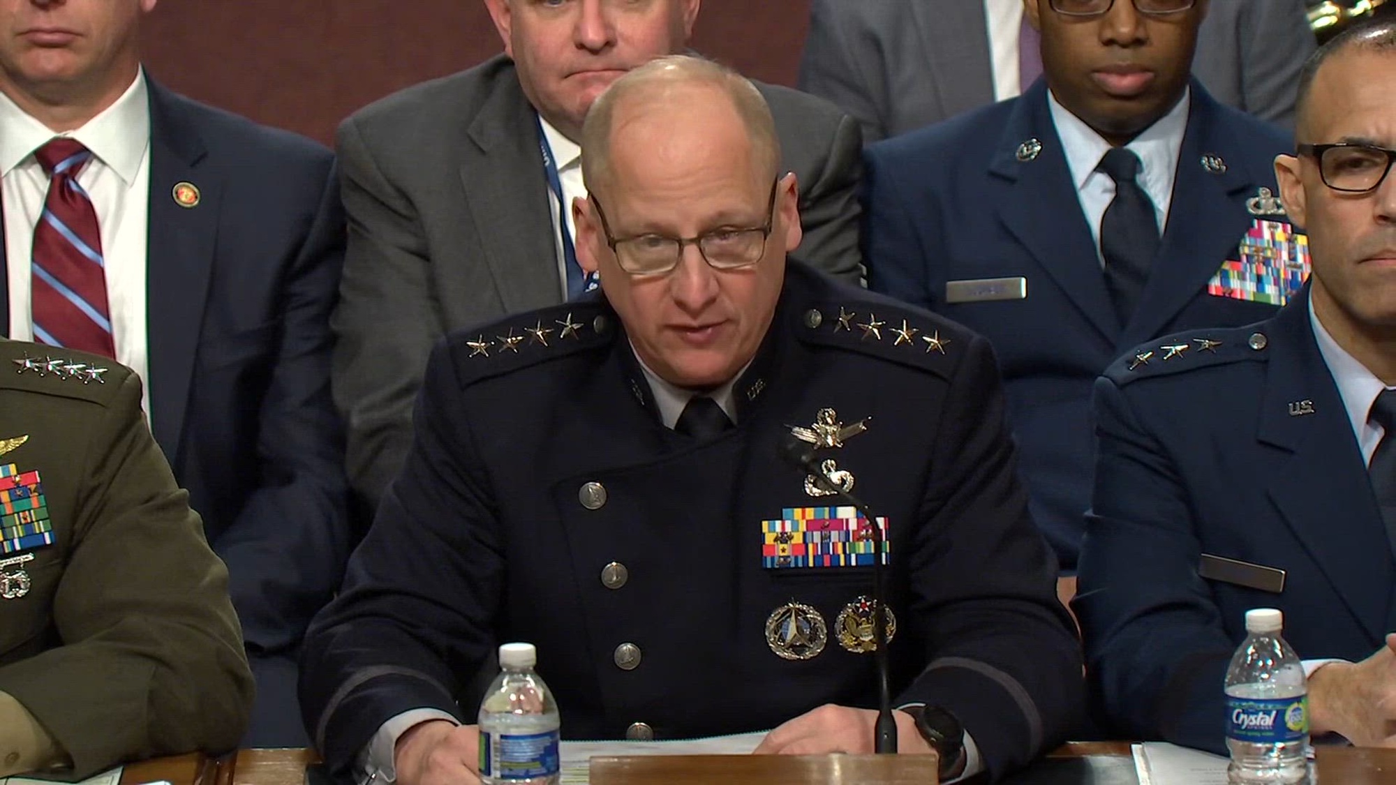 Gen. Michael A. Guetlein (USSF), vice chief of Space Operations, testifies with other senior military leaders before the Senate Armed Services Committee on the current readiness of the Joint Force, March 12.