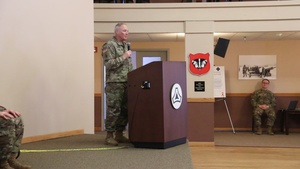 Fort McCoy Senior Commander discusses the 88th RD history, patch during repatching ceremony at Fort McCoy