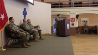 Fort McCoy Garrison Commander provides speech during repatching ceremony at Fort McCoy