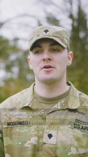 U.S. Army Spc. Egan McDermott speaks about family military lineage