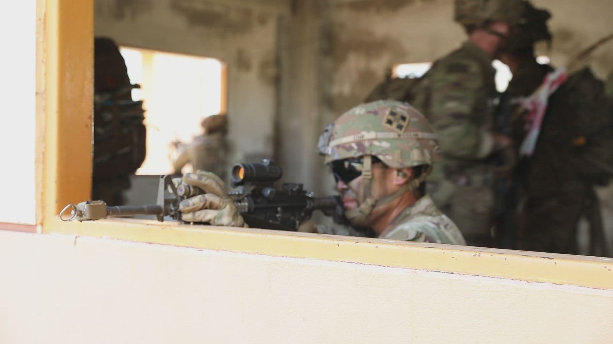 U.S. Army Soldiers assigned to 2nd Stryker Brigade Combat Team, 4th Infantry Division, Fort Carson, Colorado, conduct a military operations on urban terrain site clearing exercise during Hanuman Guardian 25 (HG25) at the Special Warfare School, Lop Buri, Thailand, March 16, 2025. HG25 highlights the U.S. commitment to multi-lateral cooperation with our Indo-Pacific partners and allies.(U.S. Army video by Staff Sgt. Adam Henderson)