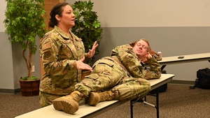 Air National Guard security forces Airmen learn Tactical Combat Casualty Care alongside Liberty County police officers during Patriot 25