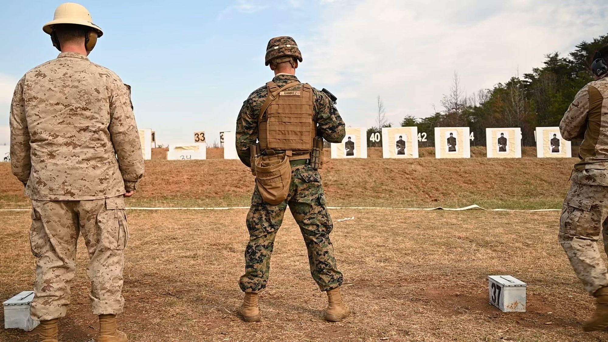 U.S. Marines onboard Marine Corps Base Quantico participate in the Annual Rifle Qualification at Weapons Training Battalion on MCB Quantico, Virginia, March 20, 2025. Training Command develops, sustains, and enhances individual military knowledge, skills, and attitudes in Marines to meet warfighting requirements of the total force. (U.S. Marine Corps video by Lance Cpl. Catherine Schei)