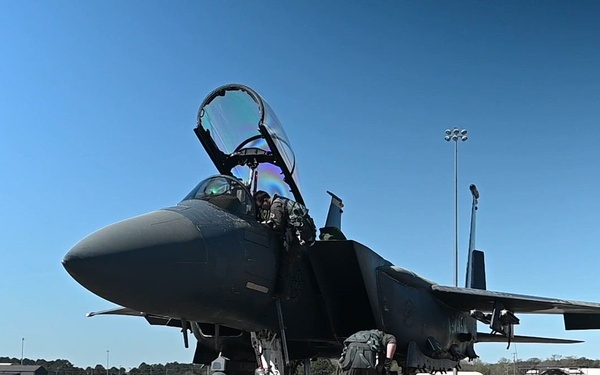 F-15E Strike Eagle departs from Seymour Johnson AFB