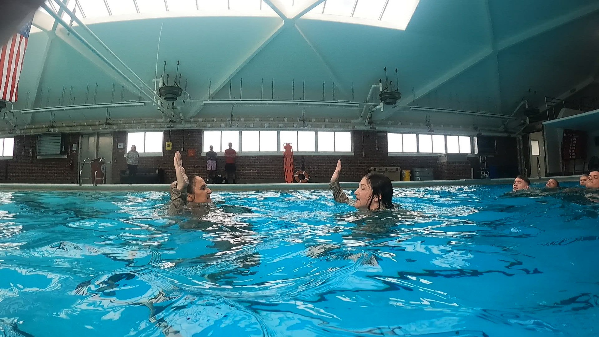 U.S. Marine Corps Gunnery Sgt. Lauren Fiero, the maintenance management chief of Marine Corps Combat Service Support Schools, and a native of Detroit, recites the oath of enlistment during a promotion ceremony at Camp Gilbert H. Johnson, North Carolina, April 1, 2025. Fiero was promoted to her present rank at the Marine Corps Water Survival School. (U.S. Marine Corps video by Lance Cpl. James Bricker)