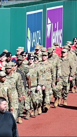 D.C. National Guard presents flag at Washington Nationals home opener