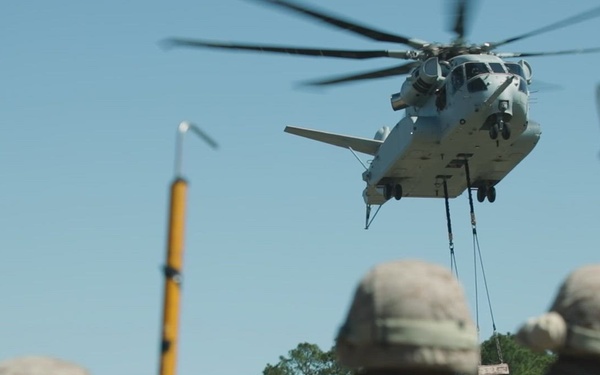 U.S. Marines utilize CH-53K King Stallion for helicopter support team training (B-Roll)