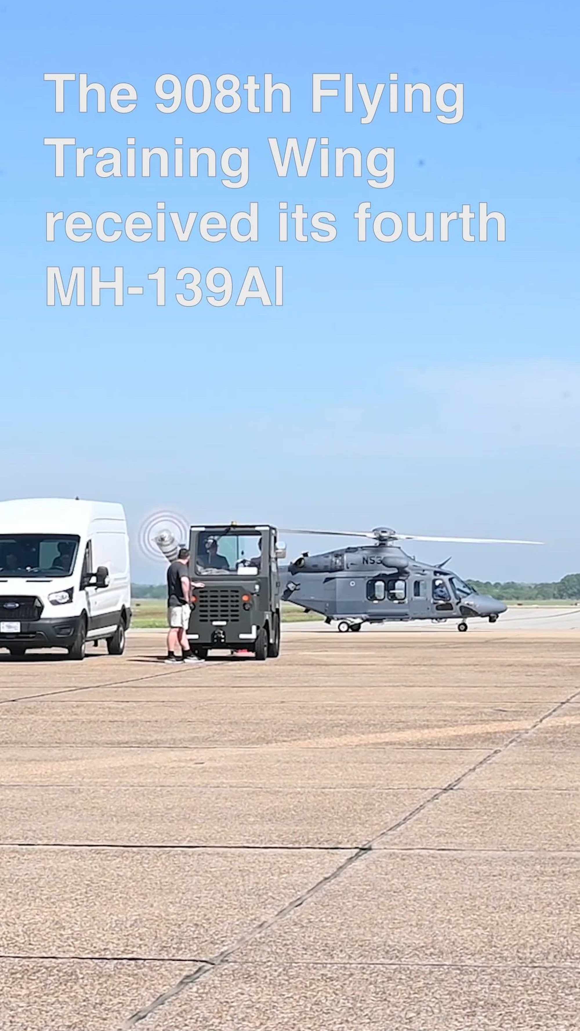 The 908th Flying Training Wing received its fourth MH-139A Grey Wolf helicopter April 18, 2025, at Maxwell Air Force Base Alabama. This video update was designed for use on social media. (U.S. Air Force video by Senior Airman Kamiyah Burks)