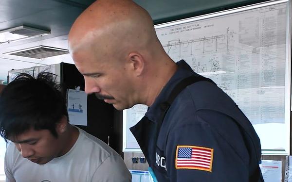 Marine science technicians conduct port state exams on Mississippi River