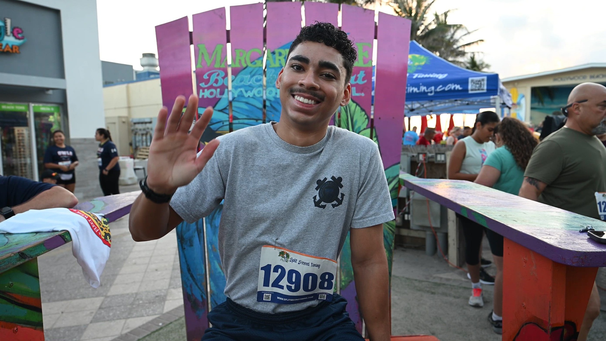 Coast Guard crews run the Fleet Week 5K in Hollywood, Florida, April 27, 2025. This event allowed service members to interact with the community and improve their fitness. (U.S. Coast Guard video by Petty Officer 3rd Class Santiago Gomez)