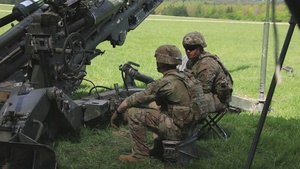 2CR Soldiers conduct Table VI qualification on an M777A2 medium towed Howitzer