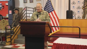 Fort McCoy senior commander provides comments during 2025 observance of Army Reserve birthday at Fort McCoy