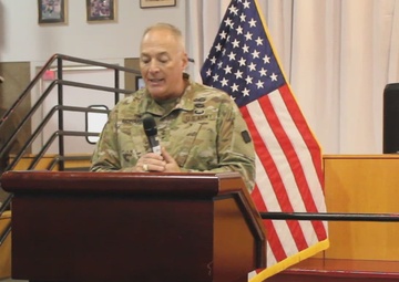 Fort McCoy senior commander provides comments during 2025 observance of Army Reserve birthday at Fort McCoy
