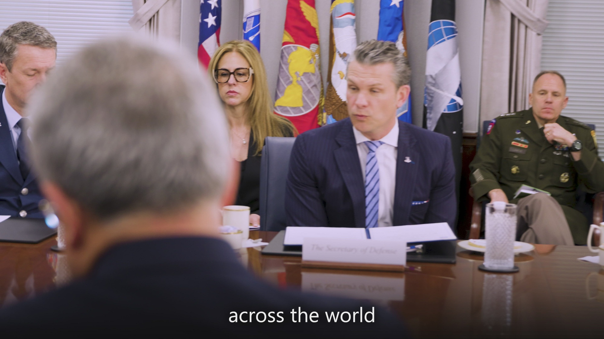 Secretary of Defense Pete Hegseth, Peruvian Minister of Defense Walter Astudillo, and Minister of Foreign Affairs Elmer Schialer participated in a bilateral exchange at the Pentagon, Washington, D.C., May 5, 2025. (DOD video by Staff Sgt. Jonathan Anderson)
