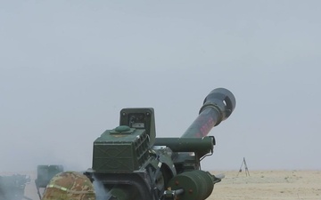 U.S. Army Soldiers, part of the Coalition to defeat ISIS, conduct a live-fire exercise with an M119A3 Howitzer in the U.S. Central Command area of responsibility.