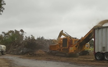 Vegetative debris processing B-roll from Will Rogers Historic State Park