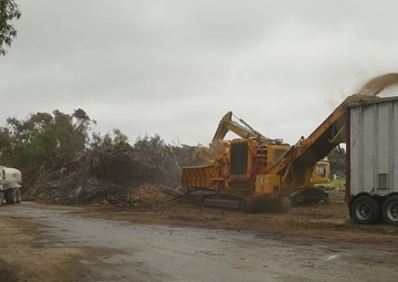 Vegetative debris processing B-roll from Will Rogers Historic State Park