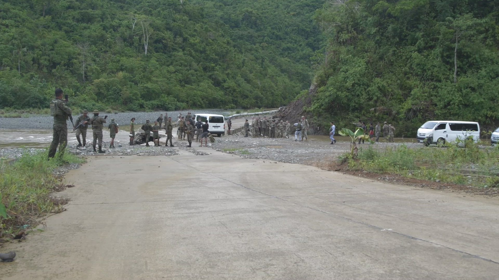 Armed Forces of the Philippines and U.S. service members transport medical supplies during Exercise Balikatan 25 in Dugui San Isidro, Virac, Catanduanes, May 3, 2025. Balikatan is a longstanding annual exercise between the Armed Forces of the Philippines and the U.S. military designed to strengthen our ironclad alliance, improve our capable combined force and demonstrate our commitment to regional peace and prosperity. (U.S. Marine Corps video by Cpl. Simon Saravia)