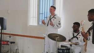 US Navy Band Plays for Students at Obangame Express 2025