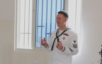 US Navy Band Plays for Students at Obangame Express 2025