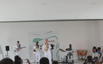 US Navy Band Performs for Students at Cesaria Evora Arts Academy During Obangame Express 2025