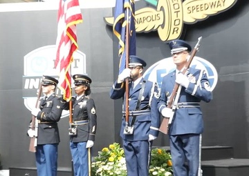 Guardsman present colors at Indianapolis Motor Speedway
