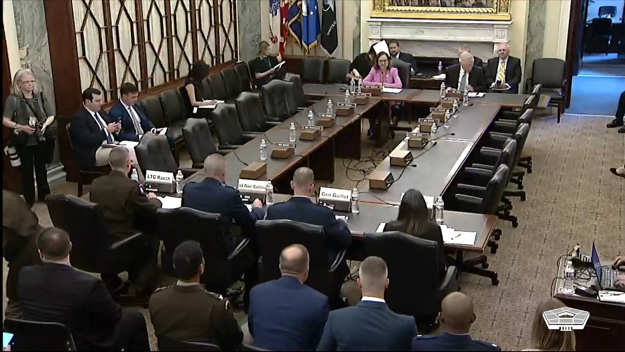 Defense Department leaders meet with the Senate Armed Services Committee strategic forces subcommittee in Washington, May 13, 2025, to discuss missile defense activities and review the defense authorization request for fiscal year 2026, as well as the Future Years Defense Program. Testifying today are: Andrea Yaffe, acting principal deputy assistant secretary of defense for space policy; Air Force Gen. Gregory M. Guillot, commander of U.S. Northern Command and North American Aerospace Defense Command; Air Force Lt. Gen. Heath A. Collins, Missile Defense Agency director; and Army Lt. Gen. Robert A.