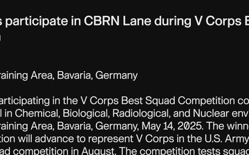 Competitors participate in CBRN Lane during V Corps Best Squad Competition