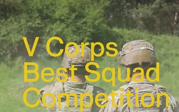 Competitors participate in CBRN Lane during V Corps Best Squad Competition