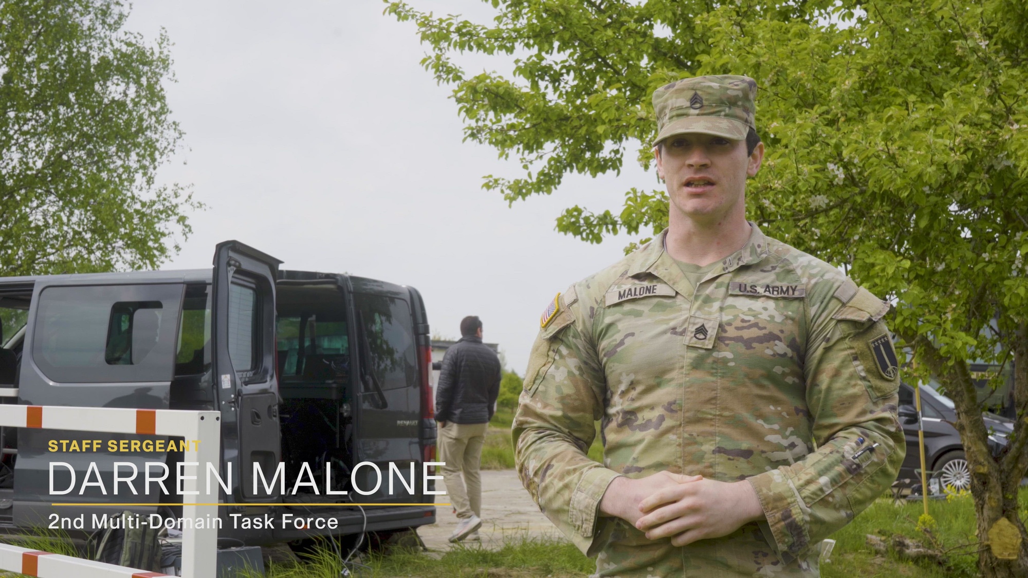 U.S. Army Staff Sgt. Darren Malone, an electronic warfare sergeant assigned to 2nd Multi-Domain Task Force, explains how low-altitude aircraft detect Wi-Fi signals in contested environments as part of a sensor-to-shooter network during Arcane Thunder 25 on Ustka Training Area, Ustka, Poland, May 14, 2025. The exercise strengthened multi-domain targeting integration with Polish allies, reinforcing NATO’s joint electronic warfare capabilities and tactical interoperability. (U.S. Army video by Spc. Carlos Marquez)<br /><br />“Awakening Evil” by Joseph Rodwell_Synctracks Ltd is licensed under De Wolfe Music Library.