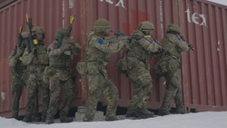 Soldiers conduct force-on-force combat training for Swift Response during DEFENDER 25