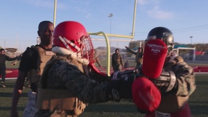 Precision and Power: Marines fight with pugil sticks during MAIC 73-25