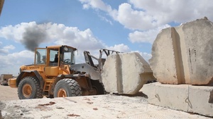 Coalition Forces Set Up Concrete T-Walls in Combined Joint Operations Areas