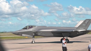 F-35A Lightning IIs take flight during Checkered Flag and WSEP