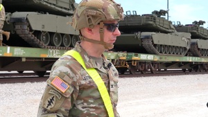 U.S. Army Col. Kamil Sztalkoper speaks about III Armored Corps Railhead Operations